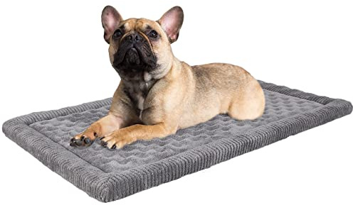 Dog Crate Pad 30x19 inch Gray Memory Foam Dog Bed Mat Small Medium Grey Washable Puppy Sleeping Bed Anti Slip