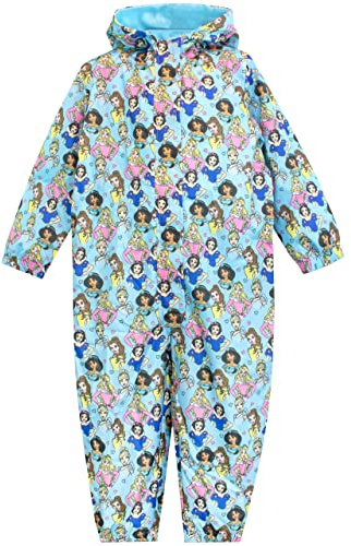 Disney Puddle Suit | All in One Princess Rain Suit for Kids | Cinderella Belle Snow White Raincoat | 5-6 Years
