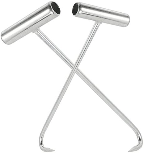 DOITOOL Manhole Cover Lifter ：2PCS Steel Lid Lift Outdoor Heavy Drain Lifting Moving Stainless Grate Pulling Storm Pull Hooks Tools Versatile Cover T Hook for Duty Iron