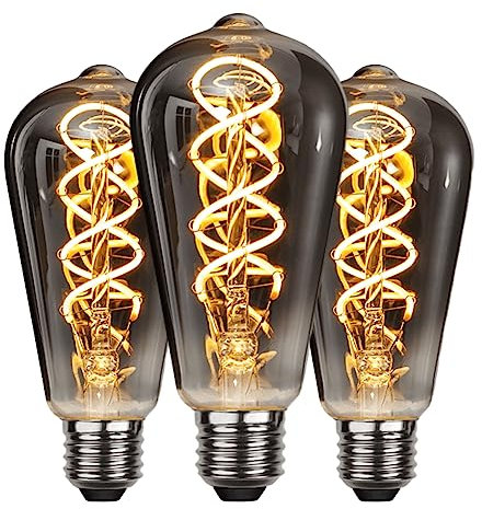 LUVZOOR Ampoule LED E27 Vintage, Économie d'énergie, de Style Industriel, Ampoule E27 Lampe Décorative Rétro Antique, 6W pour Chambre Restaurant Café Bar Bistro, Filament Jaune, 3 Pièces