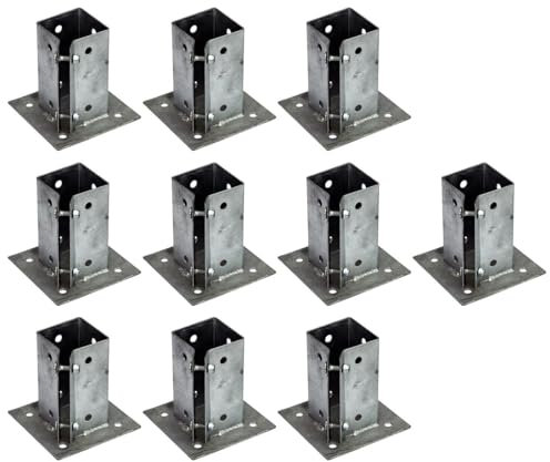 10 x Fence Post Holder 75mm posts Support Bolt Down Shoe Anchor Clamp Grip Galvanised for 75mm x 75mm posts (3) Eliza Tinsley Swiftpost, Pack of 10