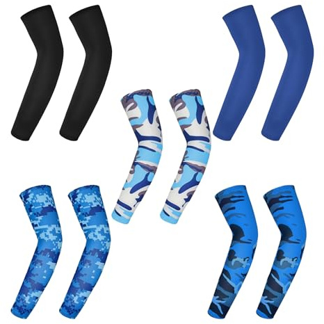Jcasbdn 5 Pairs Kids Arm Sleeves with on Cooling Arm Sleeves for Boys Girls