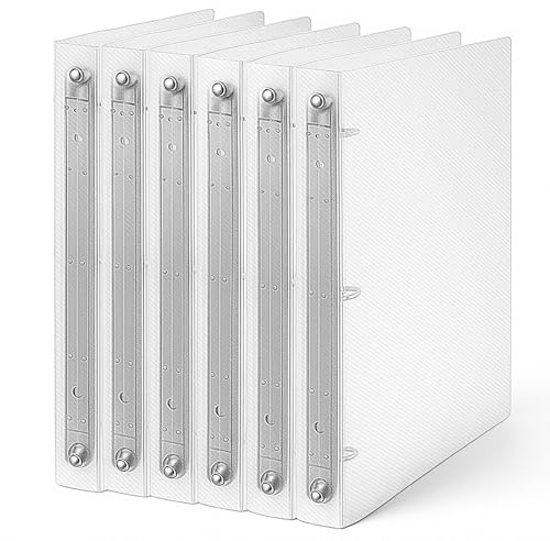 6 Pack Plastic 3 Ring Binder, Flexible Round Ring Presentation Binders, Refillable Binder, 3 Rings Binders with Clear Cover(O-Ring,1 Inch), Can Hold 120 Sheets of A4 Paper
