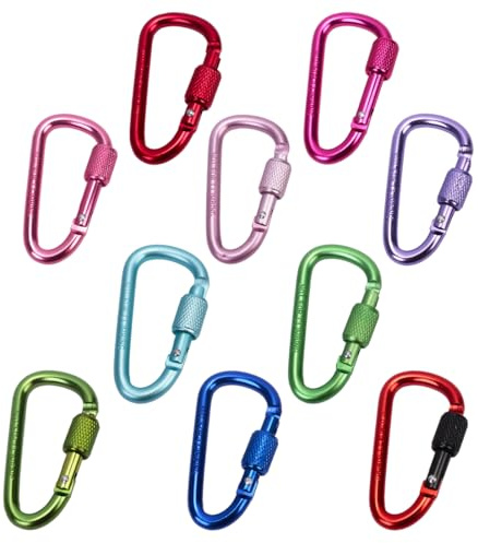 Luxorium Moschettoni Piccoli 10 Pezzi Moschettoni con Chiusura a Vite Portachiavi Colorati Mini Moschettoni in Alluminio per Chiavi Uso Quotidiano Campeggio