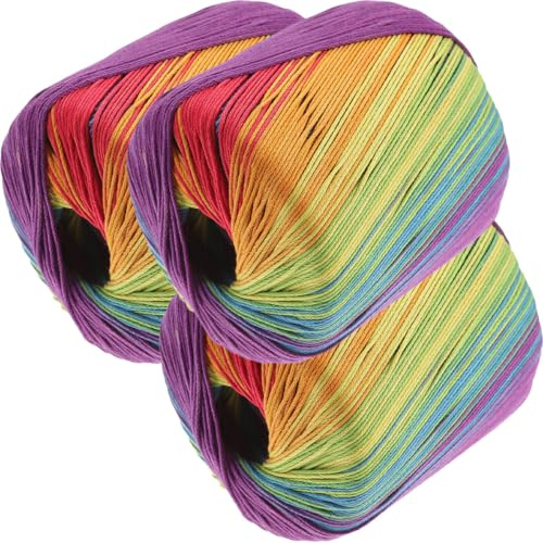 Veemoon Filato per Maglieria 3 Matasse Sfumate Cotone per Progetto Uncinetto Sciarpa Cappello Lavorazione Manuale
