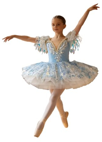 iiniim Flicka balett danskläder balettklänning flicka prinsessa dansklänning tutu klänning tutu för balettklänning balett body klänning dans, blå, 158-164