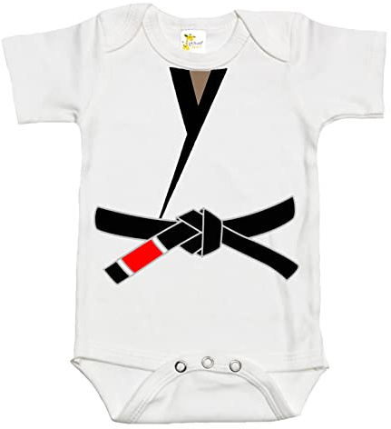 Rapunzie Black Belt Karategi Baby Bodysuit Cute Karate Baby Clothes for Boys and Girls (0-3 Months)