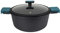 ARCOS Thera Olla Grande de Cocina de 28 Cm y 6,6 L. Cacerola Alta para Inducción, Gas y Vitro. Olla de Aluminio Fundido con Tapa de Cristal y Mango Extraíble. Apta Lavavajillas. Color Negro Azul