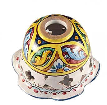 Coppa in ceramica siciliana Santo Stefano di Camastra attacco piccolo E14 ricambio per lampadario lampada applique plafoniera decoro stella