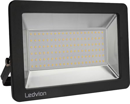 Ledvion - LED Strahler, 100W LED Strahler Außen, 6500K Kaltweiß Scheinwerfer, 12.000LM Superhell Werkstattlampe, Außenstrahler IP65 Wasserdicht, Außenleuchte für Garten, Garage, Hotel, Sportplatz