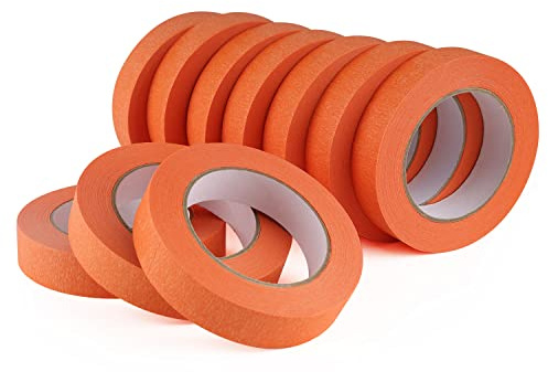 Lichamp 10 Pack Orange Painters Tape 1 inch, Medium Adhesive Orange Masking Tape Bulk Multi Pack, 1 inch x 55 Yards x 10 Rolls (550 Total Yards)