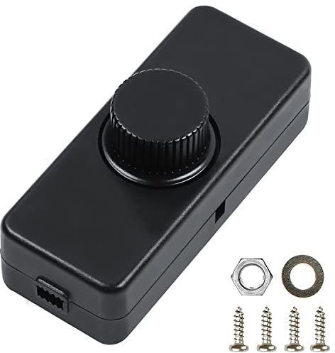 Dimmer für Glühlampen und dimmbaren LED Lampen 220-240VAC/50HZ Dimmer Schalter Halogen 3-100 Watt Einstellbar Schwarzer Led Dimmer Schnurdimmer, Geräuschlos Dimmer für Die Hintere Kante