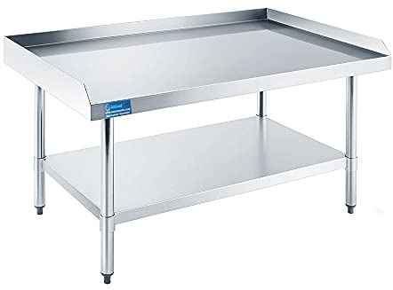 Express KitchQuip Stainless Steel Equipment Grill Stand with Adjustable Undershelf | Heavy Duty 18-Gauge Top | NSF Certified for Commercial Kitchen & Utility Use (30 x 60)