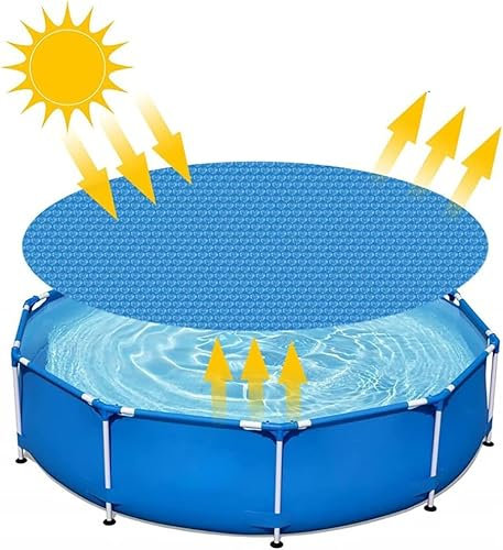 Solar Pool Cover, 12FT Round Swimming Pool Solar Cover, Lazy Spa Thermal Cover, Easy Set Bubble Heat Insulation Film, Dust Rainproof Pool Protector In Ground Hot Tub Paddling Pool Blanket Covers