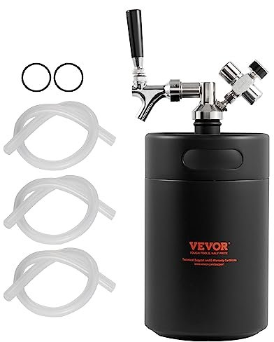 VEVOR Sistema de grifo para jarra de cerveza, mini barril de 170 onzas, 5 litros, jarra de cerveza presurizada de acero inoxidable 304, jarra de barril con pantalla de presión, grifo regulador de CO2,