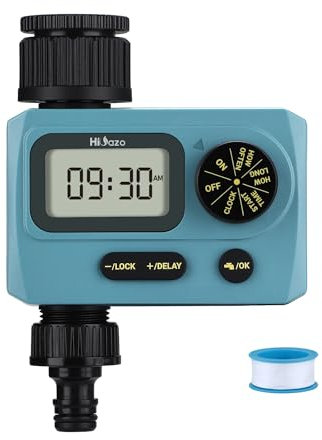 HiOazo Centralina Irrigazione, Giardino timer Irrigazione automatico, ritardo della pioggia, Modalità di Irrigazione Manuale, IP54 Impermeabile, Timer programmabile per Prato e cortili, HO-WT-1S