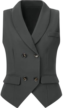 Allegra K Gilet de costume à double boutonnage pour femme, gris foncé, Medium