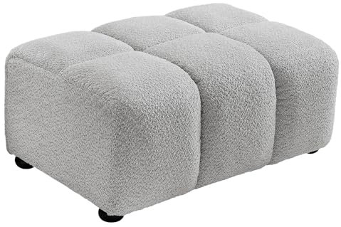 Riess Ambiente Moderner Hocker Cloud - 100cm - grau Bouclé - Federkern Fußhocker Sitzhocker