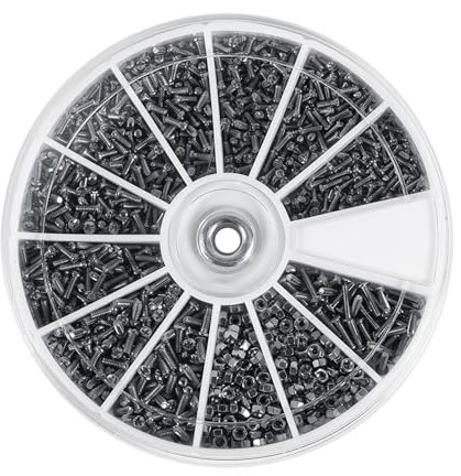 Mini Kit de Surtido de Tornillos y Tuercas, Mini surtido de pernos, 600 Piezas 12 Tipos M1 M1.2 M1.4 M1.6 Micro de Acero Inoxidable para Relojes, Gafas con Estuche de Almacenamiento de Plástico