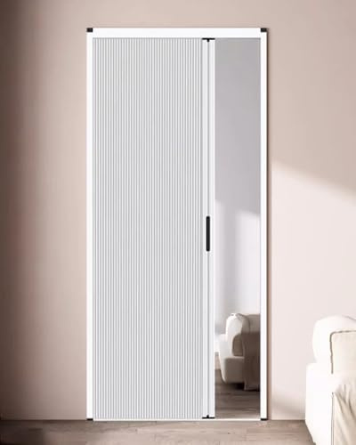 Puerta de acordeón plegable, división deslizante sin taladrar para cocina y ducha, puerta plegable personalizable
