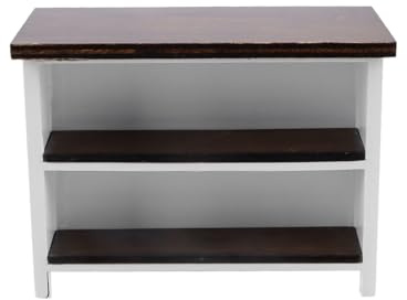 Durlo Dollhouse 1:12 Kitchen Counter Miniature Table for Dining Room Restaurant Modern Mini Worktop Kitchen with Shelf Furniture Wood