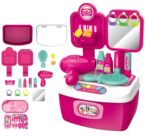 Set da parrucchiere giocattolo - Set giocattolo fai da te da 17,53 cm | Giocattolo da salone di bellezza, per bambine, con asciugacapelli, arricciacapelli, di bellezza. Adatto a ragazzi