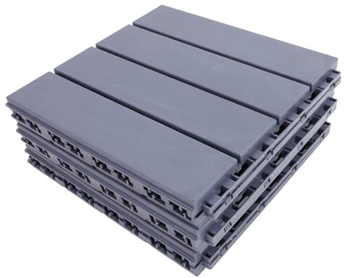 SOESFOUFU Suelos de Patio al Aire Libre Azulejos de Plástico Entrelazados Resistentes al Desgaste 6 Piezas Azul Gris para Terrazas Balcones Baños Jardines Revestimiento Antideslizante