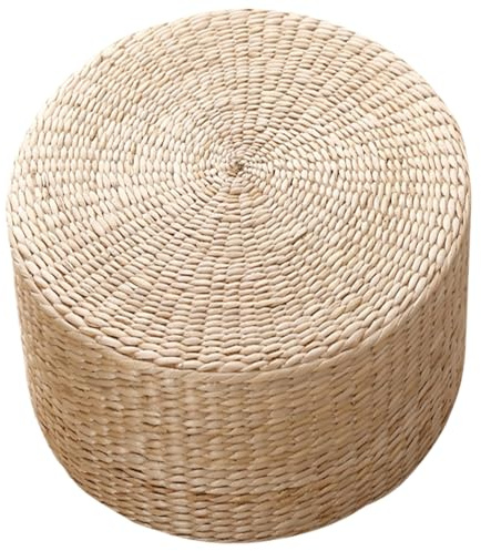 Perodlly Pouf Rond Ottoman, 16x16x12 Pouf tressé Naturel rembourré, Petit Repose-Pieds Confortable pour Salon, Chambre à Coucher, Chambre d'enfant.