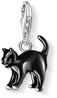 THOMAS SABO Damen Charm-Anhänger Katze schwarz Charm Club 925 Sterling Silber 0701-007-11
