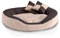 BedDog® 4in1 Hundebett SABA, Wende-Hunde-Kissen oval-rund, großes Hundekörbchen, abwischbares Hundebett mit Rand, für drinnen, draußen, XL, Melange, beige-braun