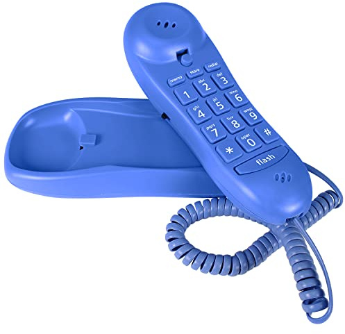 Slimline Blue Colored Phone for Wall Or Desk with Memory