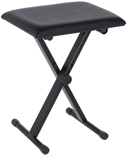 HOMCOM Taburete Banqueta para Teclado Plegable Banco de Piano 3 Niveles Ajustables Patas en X Asiento Acolchado 39x29x45-51cm