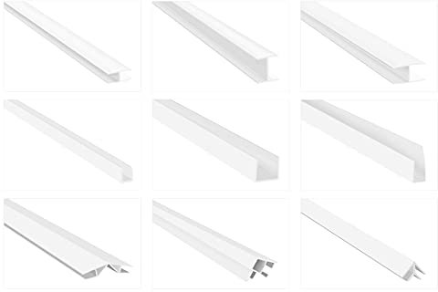 HEXIM Einfassprofile für Verkleidungspaneele - H-/ U-/ & Winkelprofile, PVC Kunststoff - (Winkelverbinder HJ 8613, 62x13 mm) Eckprofil Abschlussprofil Leisten