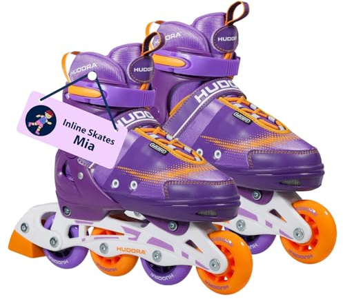 HUDORA Inline Skates Mia/Leon - Patins à roulettes pour Enfants/Adolescents & Adultes en différentes Tailles & Couleurs - Rollers réglables en 4 Tailles - Confortables & stylés