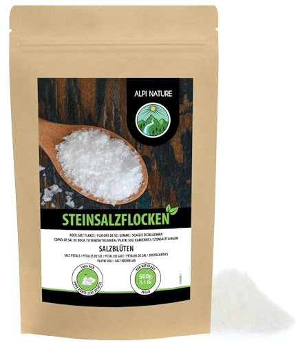 Alpi Nature Flocons de Sel Gemme 500g, Gourmet Sel Gemme d'Espagne 0.1-8mm pour la Cuisine