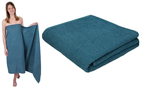 Betz Badetücher XXL 100x200 cm – 2er Set – Saunatücher & Strandtücher aus 100% Baumwolle, 360 g/m² – saugstark & weich – große Handtücher mit Aufhänger – Serie Berlin – Farbe Taubenblau