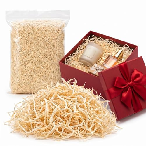 Sukh Scaglie di pioppo per cestello – 141,7 g – Riempimento cestello di trucioli di legno di pioppo per lavori manuali Excelsior fibra di legno rafia triturata erba pasquale cestino pasquale
