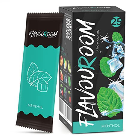 Flavouroom - Premium 25er Set I Menthol Karte für unvergesslichen Flavour Geschmack I Aromakarte I inkl. Schachtel zur Aufbewahrung der Menthol Blättchen Karten
