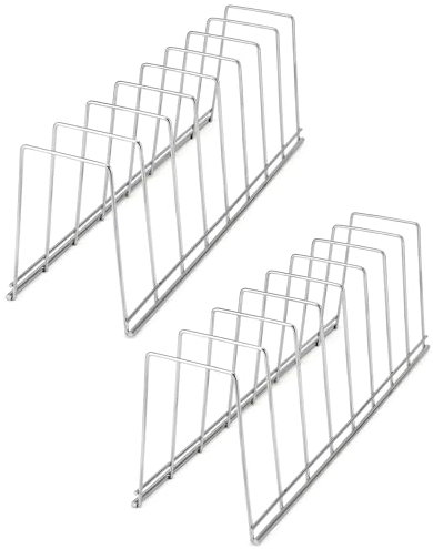 QWORK® 2 Stück Topfdeckelhalter, Abtropfgestell, Schneidebretthalter, Edelstahl, Küchen-Organizer für Teller, Topfdeckel, Pfannen, Schneidebrett