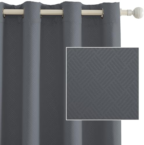 Ystyle Tende Oscuranti per Interni 2 Pezzi, 140x280 CM, Termiche Isolanti, Anti-Rumore, con Anelli, Tenda Moderna Per Camera da Letto e Soggiorno, Grigio Scuro