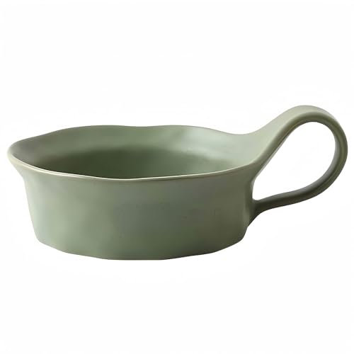 Dowbom Tazza da zuppa con manico, zuppa per microonde, tazza da zuppa in ceramica, ciotola per la colazione, tazza per brodo (verde, 473 g), BL-SP-010