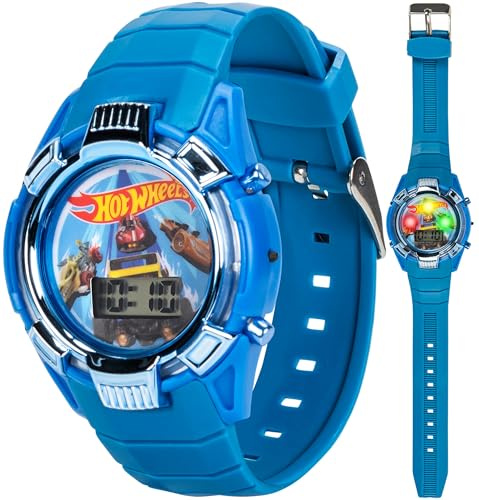 Hot Wheels Kids Watch – Light-Up LCD Display, Adjustable Comfortable Strap, Collectible Tin – Perfect for Boys and Girls