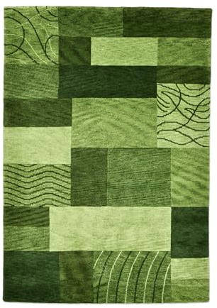 Teppich aus 100% Schurwolle (IWS); handgetuftet | Größe: 170 x 240 cm; Farbe: Grün | THEKO die markenteppiche - Royal Domas
