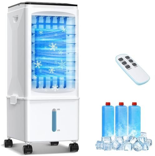 Aire acondicionado portátil, enfriador evaporativo 3 en 1, unidad de 2.5 galones con control remoto y temporizador, enfriador silencioso de 3 velocidades