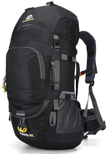 Mxaeyar Sac à dos de randonnée 60 L avec couverture de pluie, imperméable, léger, pour voyage en plein air, grand sac à dos de haute capacité pour hommes et femmes, sac de jour pour randonnée