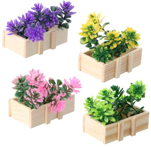 Culinavog Set Di 4 Magneti Da Frigo A Forma Di Fiore – Magneti Decorativi 3d Con Vaso In Legno E Orchidea Finta, A Forma Di Fiore Finto, Mini Calamite Per Frigorifero, Lavagna, Ufficio, Casa, Scuola