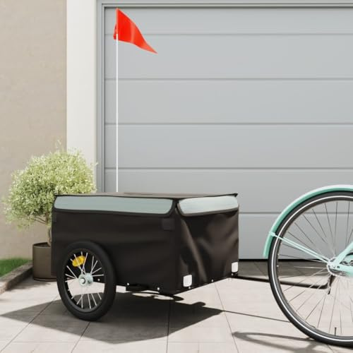 Générique Remorque de vélo Noir et Gris 45 kg Fer équipements Sportifs Loisirs de Plein air Cyclisme Accessoires de Cyclisme Remorques de vélo (Poids 8.05KG)