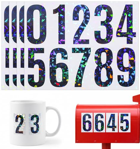 40Pcs Self Adhesive Numbers, Reflective Numbers for Food Waste Bins & House