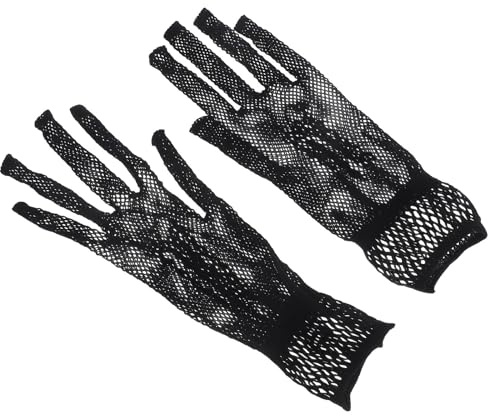 JEWEDECO Guantes de Red Negros para Mujer, Verano y Boda, Protección Solar, Nylon Cómodo, Diseño Clásico y Elegante para Ocasiones Formales y Actuaciones en Escenario