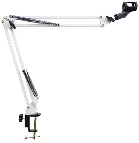 keepdrum NB35 WH Weiss Tisch-Mikrofonarm Mikrofonstativ Schwenkarm zur Tischmontage